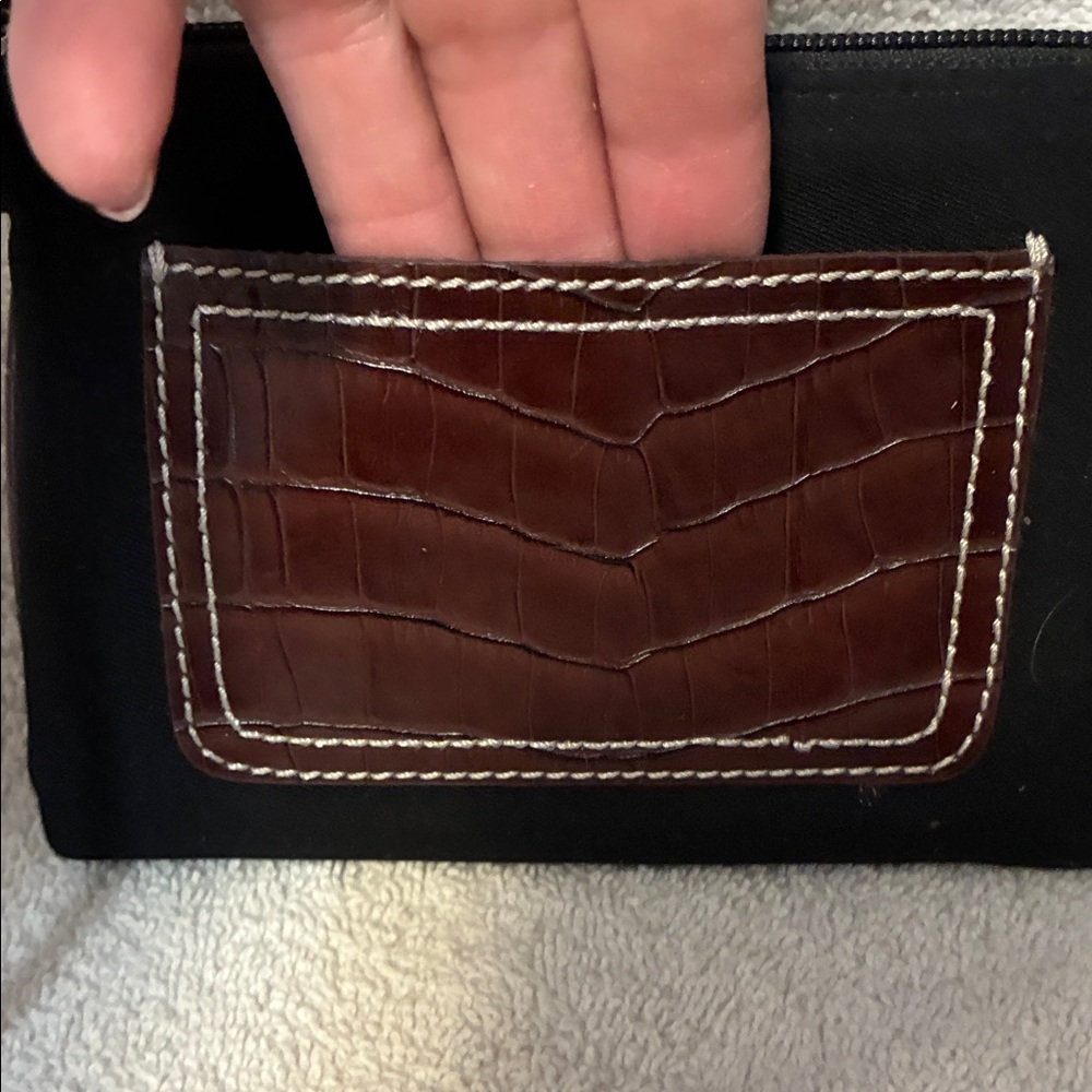 Liz Claiborne Black Suede Wristlet with Brown Croc Accent - Picture 4 of 14